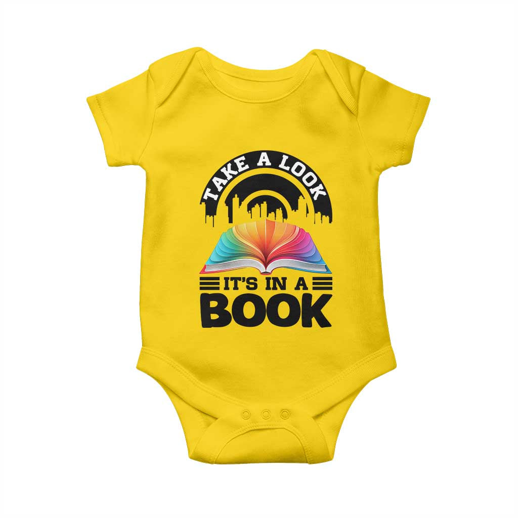 Take A Look It Is In A Book Baby Onesie Reading Retro Rainbow Vintage TS12 Daisy Print Your Wear