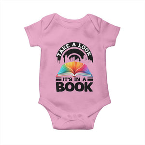Take A Look It Is In A Book Baby Onesie Reading Retro Rainbow Vintage TS12 Light Pink Print Your Wear