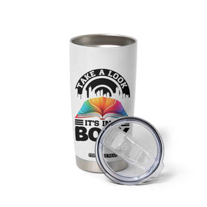 Take A Look It Is In A Book Tumbler Cup Reading Retro Rainbow Vintage TS12 Print Your Wear