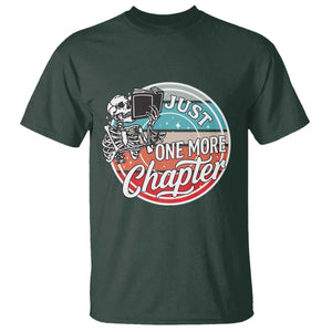 Just One More Chapter T Shirt Funny Skeleton Reading Book TS12 Dark Forest Green Print Your Wear