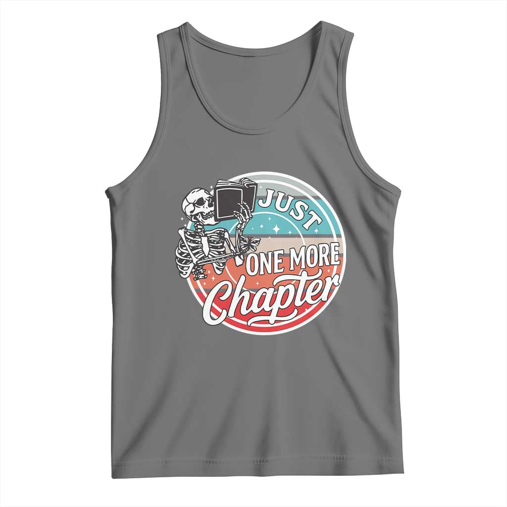 Just One More Chapter Tank Top Funny Skeleton Reading Book TS12 Black Heather Print Your Wear