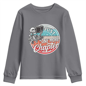 Just One More Chapter Youth Sweatshirt Funny Skeleton Reading Book TS12 Charcoal Print Your Wear