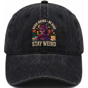 Dragon Read Book Washed Cotton Baseball Cap Funny Read Books Be Kind Stay Weird TS12 Print Your Wear