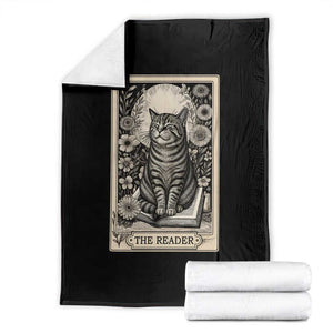 Funny Bookish Kitty Lover Throw Blanket The Reader Tarot Card Book Lover Gift TS12 Black Print Your Wear
