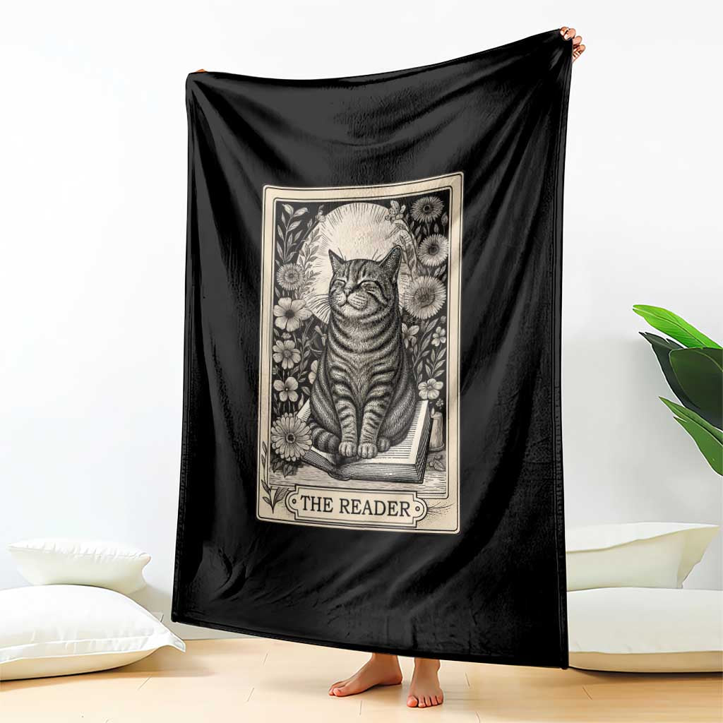 Funny Bookish Kitty Lover Throw Blanket The Reader Tarot Card Book Lover Gift TS12 Print Your Wear