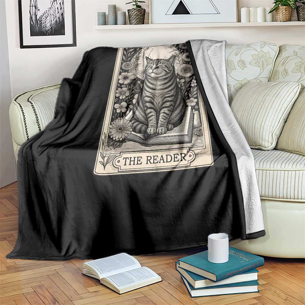 Funny Bookish Kitty Lover Throw Blanket The Reader Tarot Card Book Lover Gift TS12 Print Your Wear
