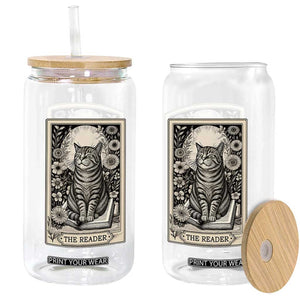 Funny Bookish Kitty Lover Glass Can The Reader Tarot Card Book Lover Gift TS12 Print Your Wear