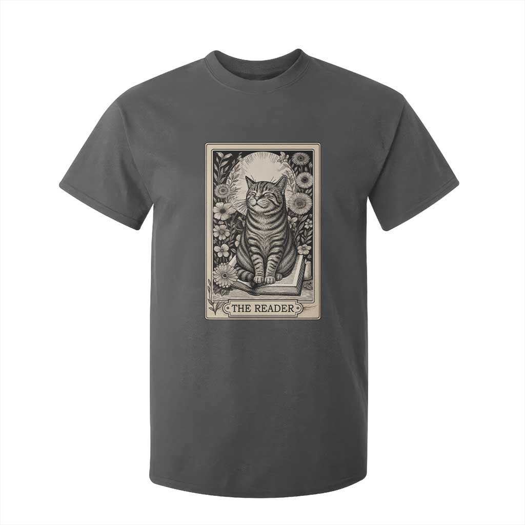 Funny Bookish Kitty Lover T Shirt For Kid The Reader Tarot Card Book Lover Gift TS12 Dark Heather Print Your Wear