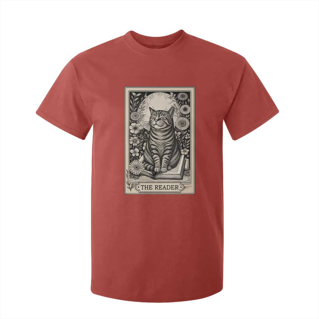 Funny Bookish Kitty Lover T Shirt For Kid The Reader Tarot Card Book Lover Gift TS12 Red Print Your Wear