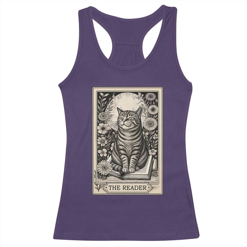 Funny Bookish Kitty Lover Racerback Tank Top The Reader Tarot Card Book Lover Gift TS12 Purple Print Your Wear