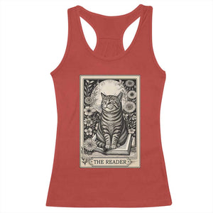 Funny Bookish Kitty Lover Racerback Tank Top The Reader Tarot Card Book Lover Gift TS12 Red Print Your Wear