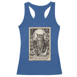 Funny Bookish Kitty Lover Racerback Tank Top The Reader Tarot Card Book Lover Gift TS12 Royal Blue Print Your Wear