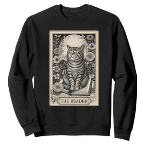 Funny Bookish Kitty Lover Sweatshirt The Reader Tarot Card Book Lover Gift TS12 Black Print Your Wear