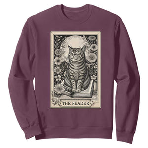Funny Bookish Kitty Lover Sweatshirt The Reader Tarot Card Book Lover Gift TS12 Maroon Print Your Wear