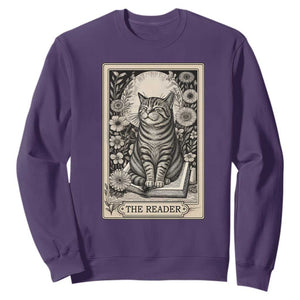 Funny Bookish Kitty Lover Sweatshirt The Reader Tarot Card Book Lover Gift TS12 Purple Print Your Wear