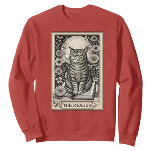Funny Bookish Kitty Lover Sweatshirt The Reader Tarot Card Book Lover Gift TS12 Red Print Your Wear