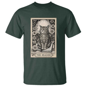 Funny Bookish Kitty Lover T Shirt The Reader Tarot Card Book Lover Gift TS12 Dark Forest Green Print Your Wear