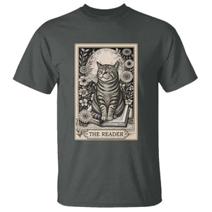 Funny Bookish Kitty Lover T Shirt The Reader Tarot Card Book Lover Gift TS12 Dark Heather Print Your Wear