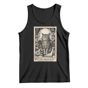 Funny Bookish Kitty Lover Tank Top The Reader Tarot Card Book Lover Gift TS12 Black Print Your Wear