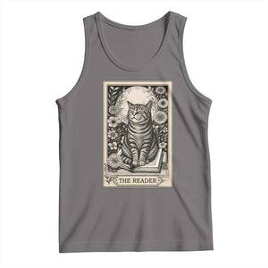 Funny Bookish Kitty Lover Tank Top The Reader Tarot Card Book Lover Gift TS12 Deep Heather Print Your Wear