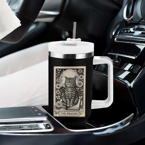 Funny Bookish Kitty Lover Tumbler With Handle The Reader Tarot Card Book Lover Gift TS12 Print Your Wear