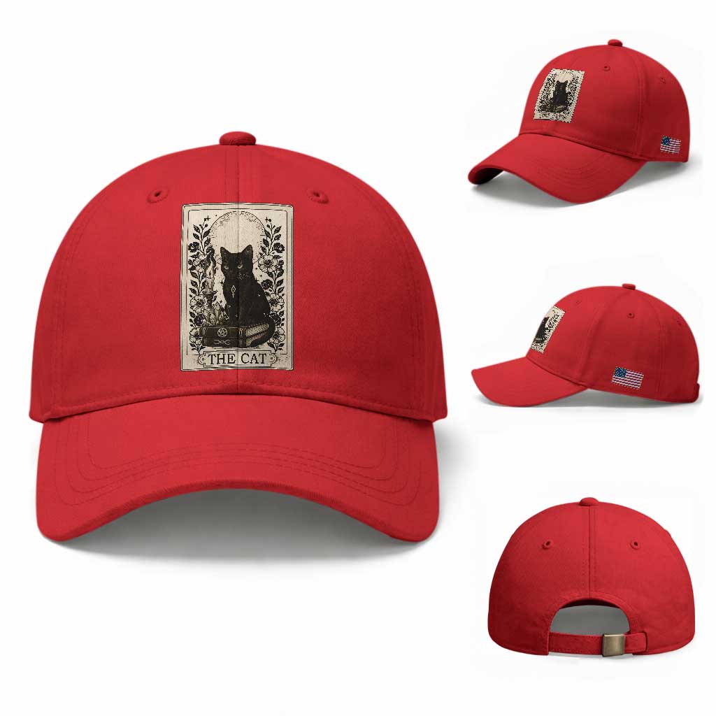 Funny The Cat Book Baseball Cap Kitty Lover Tarot Card TS12 Baseball Cap Universal Fit Red Print Your Wear
