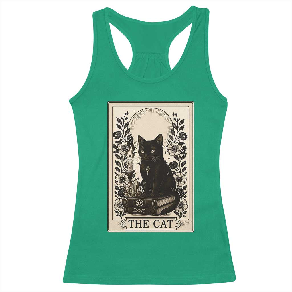Funny The Cat Book Racerback Tank Top Kitty Lover Tarot Card TS12 Irish Green Print Your Wear