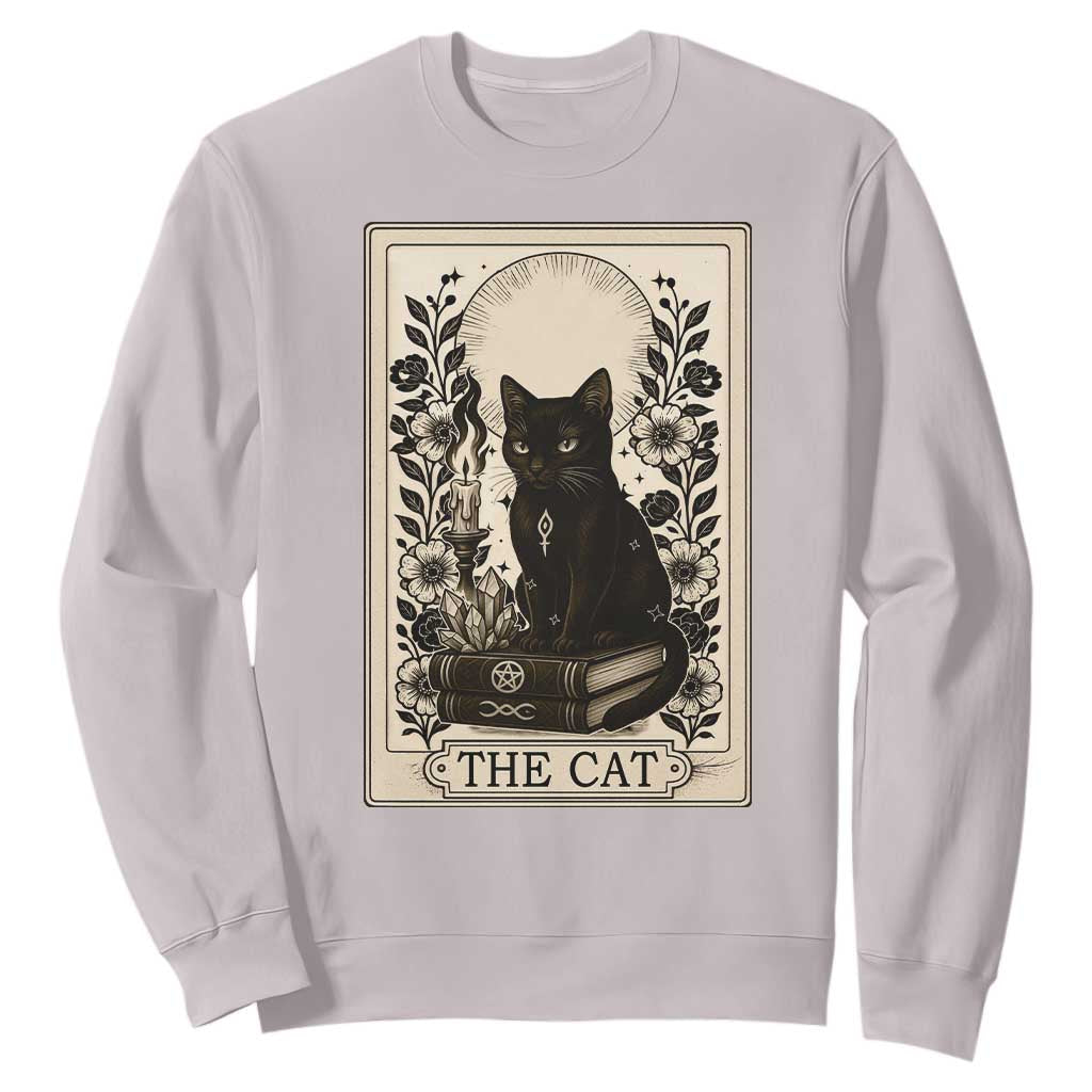 Funny The Cat Book Sweatshirt Kitty Lover Tarot Card TS12 Ice Gray Print Your Wear