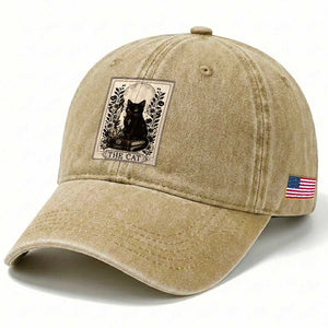 Funny The Cat Book Washed Cotton Baseball Cap Kitty Lover Tarot Card TS12 Print Your Wear