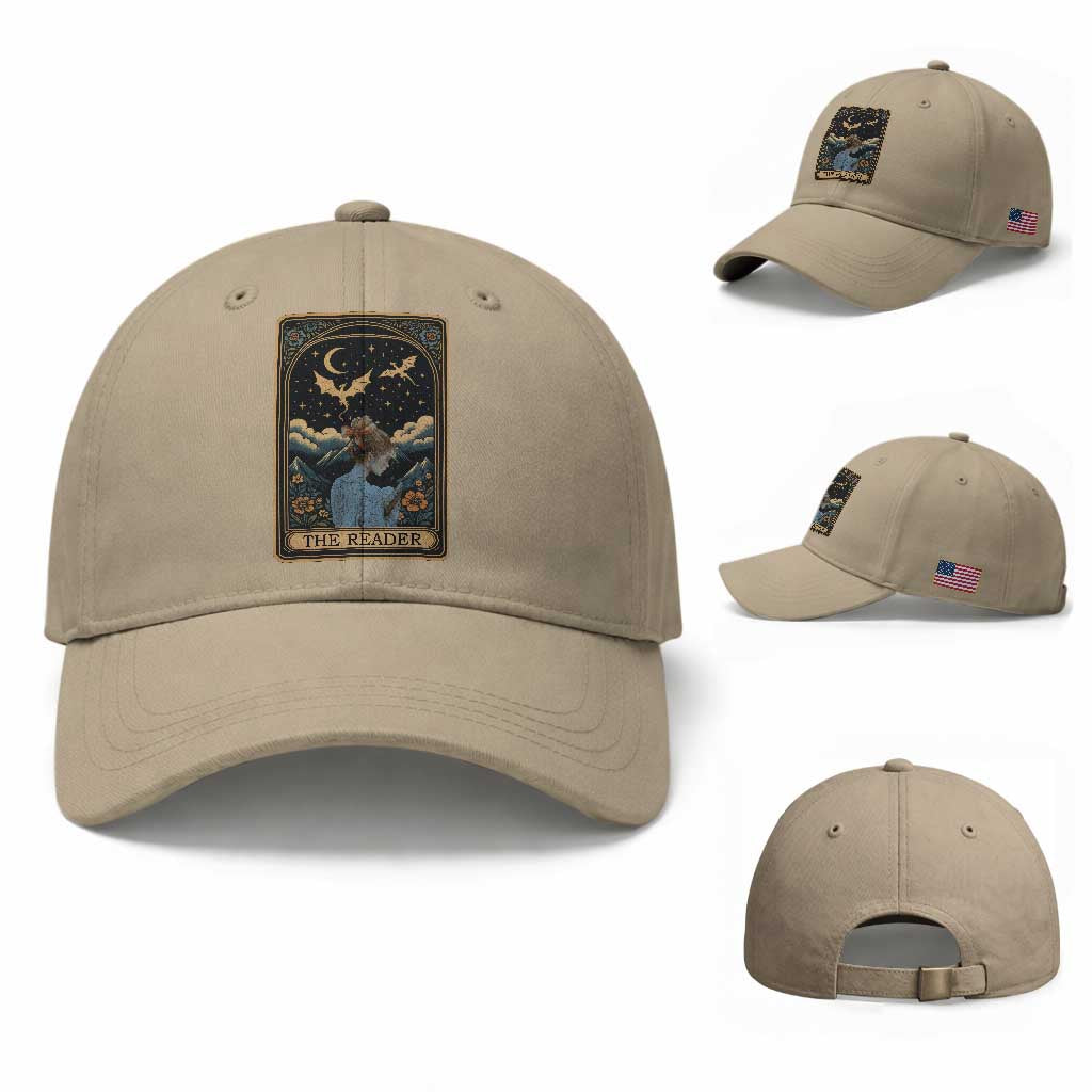 Funny The Reader Tarot Card Baseball Cap Girl Reading Fantasy Book TS12 Baseball Cap Universal Fit Khaki Print Your Wear