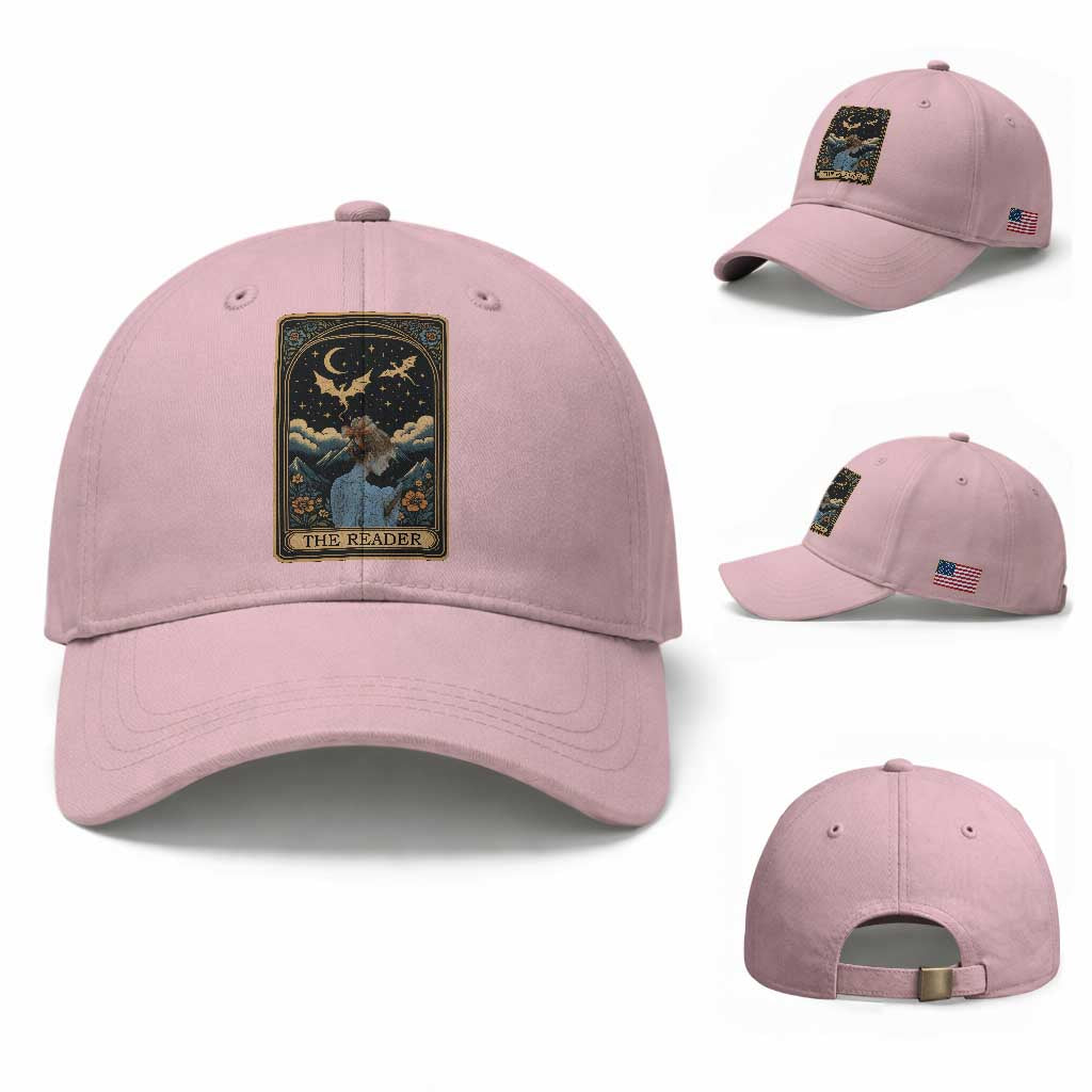 Funny The Reader Tarot Card Baseball Cap Girl Reading Fantasy Book TS12 Baseball Cap Universal Fit Light Pink Print Your Wear