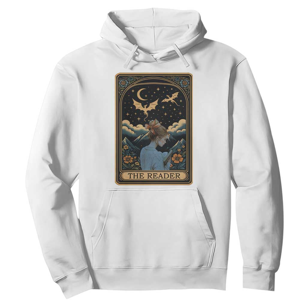 Funny The Reader Tarot Card Hoodie Girl Reading Fantasy Book TS12 White Print Your Wear