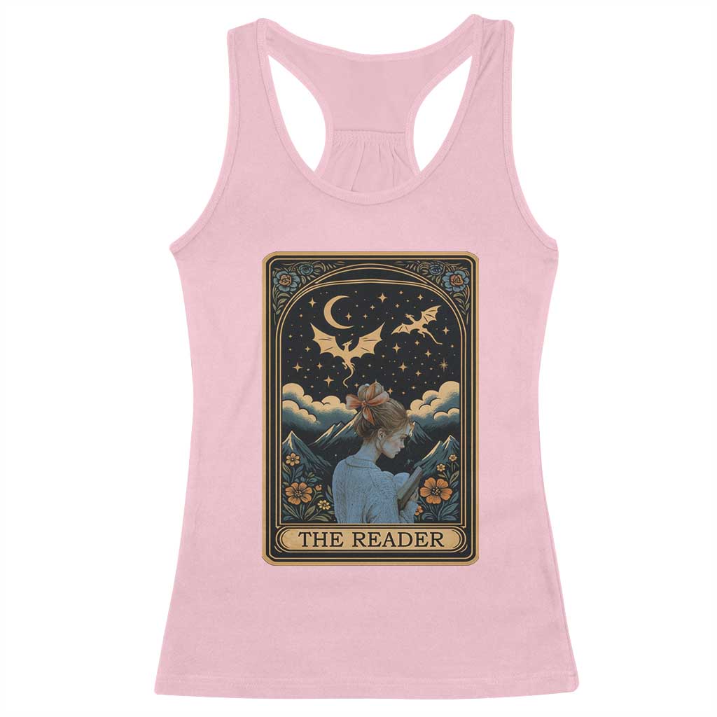 Funny The Reader Tarot Card Racerback Tank Top Girl Reading Fantasy Book TS12 Light Pink Print Your Wear