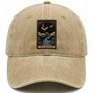 Funny The Reader Tarot Card Washed Cotton Baseball Cap Girl Reading Fantasy Book TS12 Print Your Wear