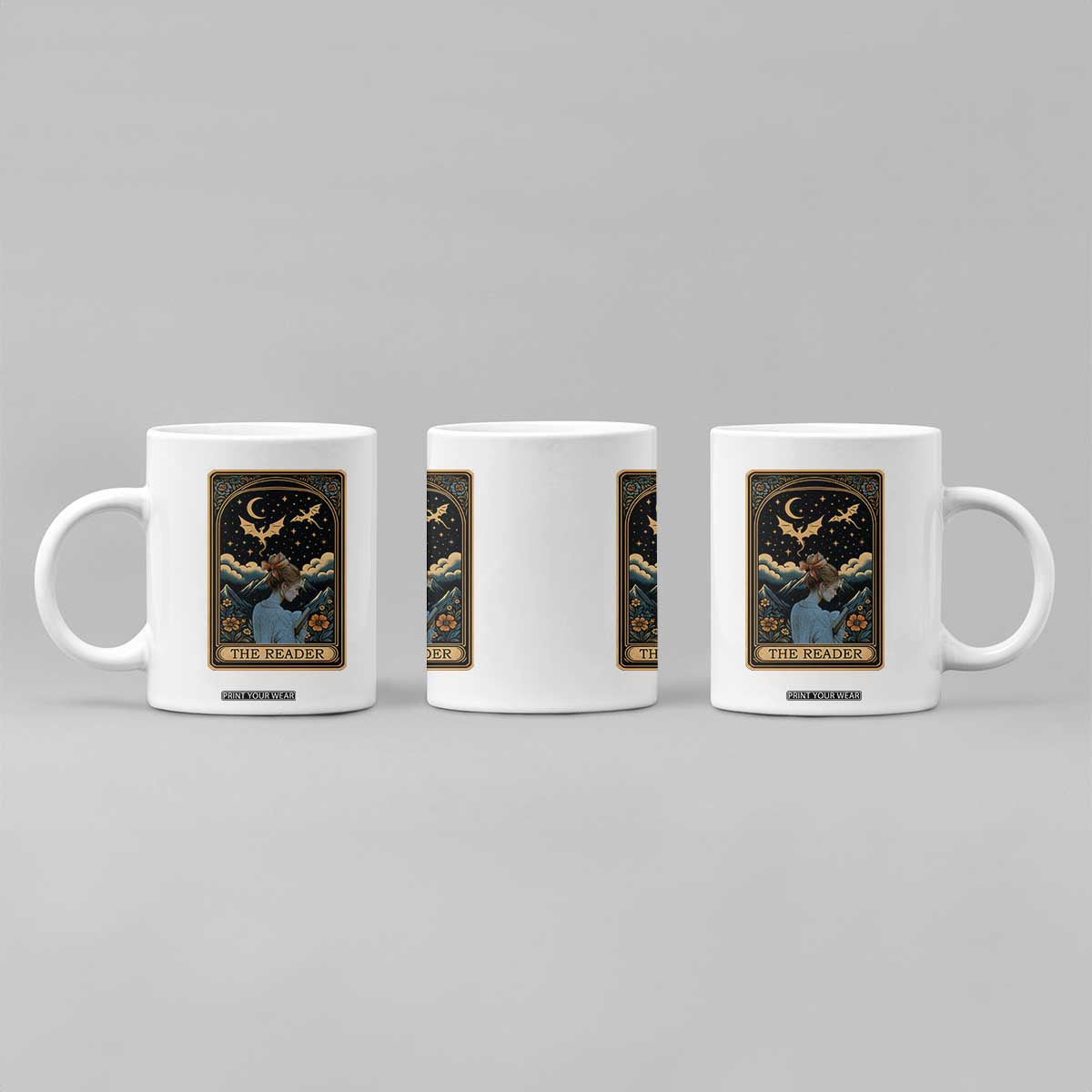 Funny The Reader Tarot Card Coffee Mug Girl Reading Fantasy Book TS12 Print Your Wear