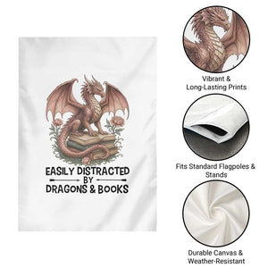 Easily Distracted By Dragon And Books Garden Flag Funny Book Lover TS12 Print Your Wear