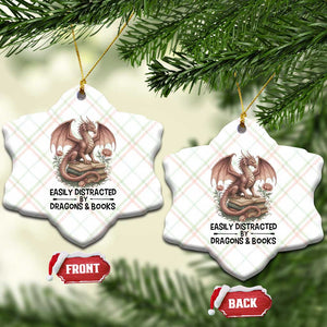 Easily Distracted By Dragon And Books Ceramic Ornament Funny Book Lover TS12 Print Your Wear