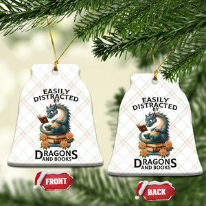 Easily Distracted By Dragon And Books Ceramic Ornament Cute Book Lover Gift TS12 Print Your Wear