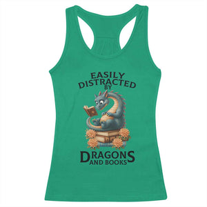 Easily Distracted By Dragon And Books Racerback Tank Top Cute Book Lover Gift TS12 Irish Green Print Your Wear