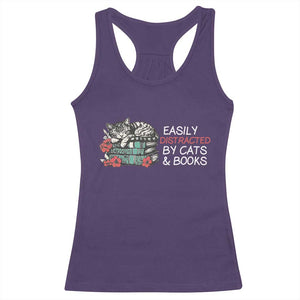 Easily Distracted By Cats And Books Racerback Tank Top Funny Book Lover Gift TS12 Purple Print Your Wear