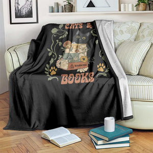 Cute Bookworm Gift Throw Blanket Easily Distracted By Cats And Books TS12 Print Your Wear