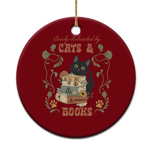 Cute Bookworm Gift Ceramic Ornament Easily Distracted By Cats And Books TS12 1pc Red Print Your Wear