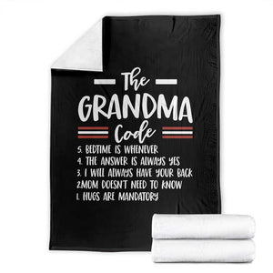 The Grandma Code Throw Blanket Humorous Grandmother Rules Graphic TS12 Black Print Your Wear