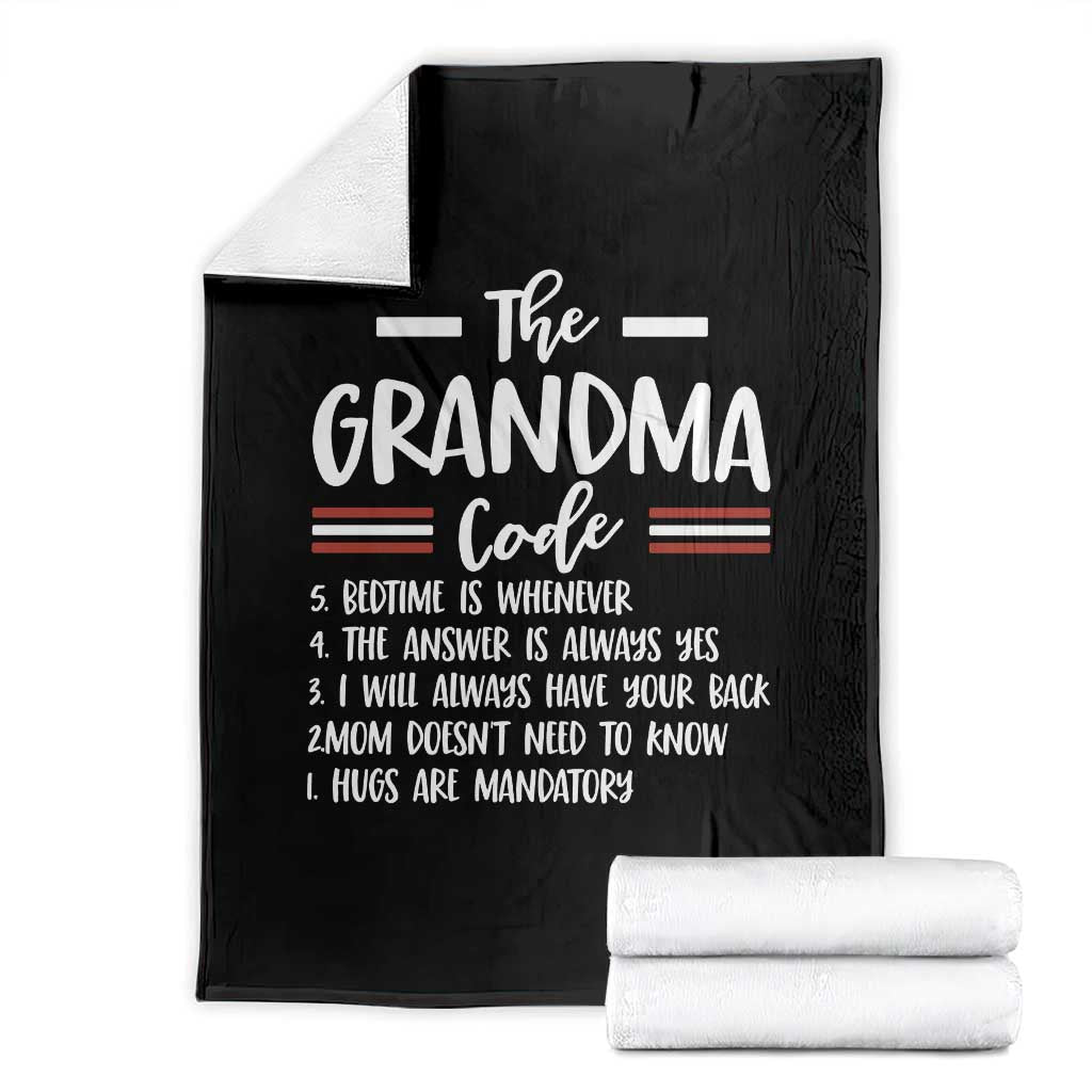 The Grandma Code Throw Blanket Humorous Grandmother Rules Graphic TS12 Black Print Your Wear