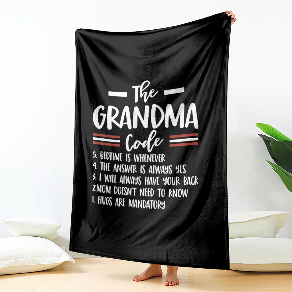 The Grandma Code Throw Blanket Humorous Grandmother Rules Graphic TS12 Print Your Wear