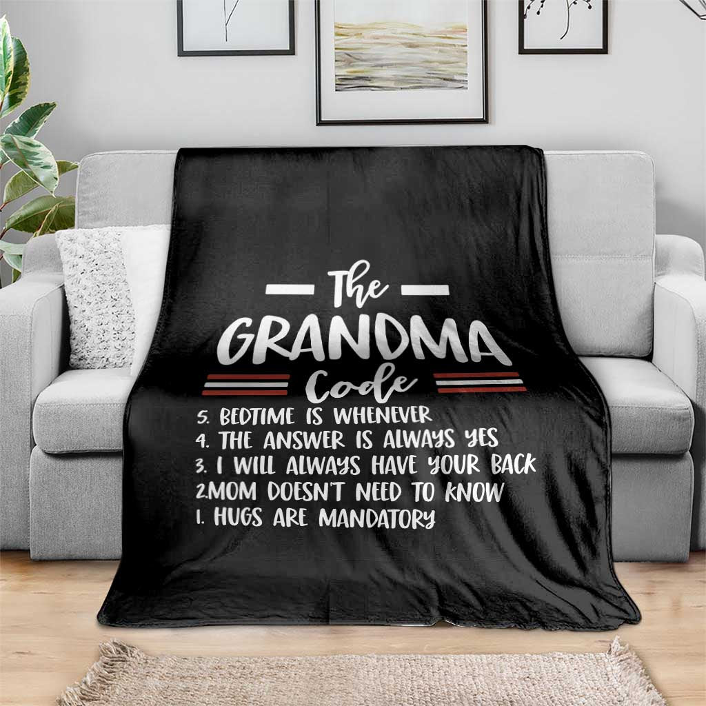The Grandma Code Throw Blanket Humorous Grandmother Rules Graphic TS12 Print Your Wear