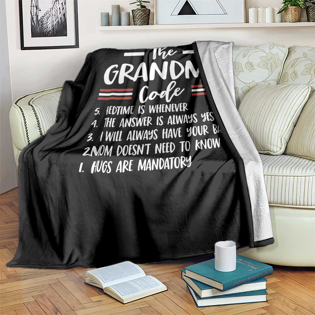 The Grandma Code Throw Blanket Humorous Grandmother Rules Graphic TS12 Print Your Wear