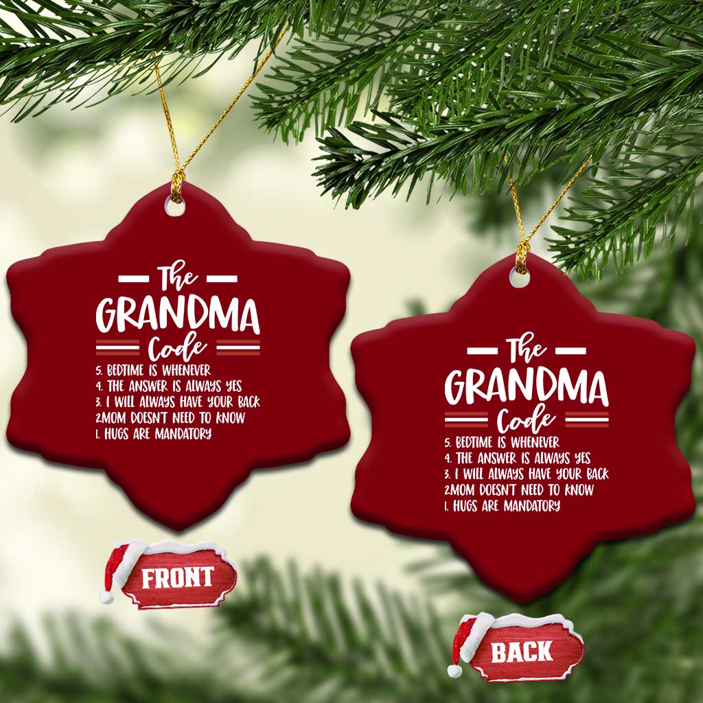 The Grandma Code Ceramic Ornament Humorous Grandmother Rules Graphic TS12 Print Your Wear