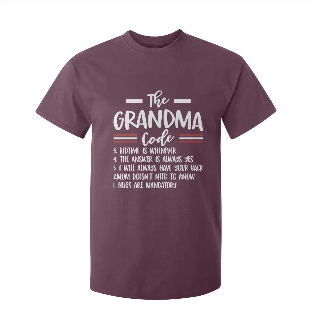 The Grandma Code T Shirt For Kid Humorous Grandmother Rules Graphic TS12 Maroon Print Your Wear