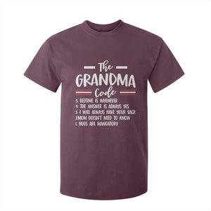 The Grandma Code T Shirt For Kid Humorous Grandmother Rules Graphic TS12 Maroon Print Your Wear
